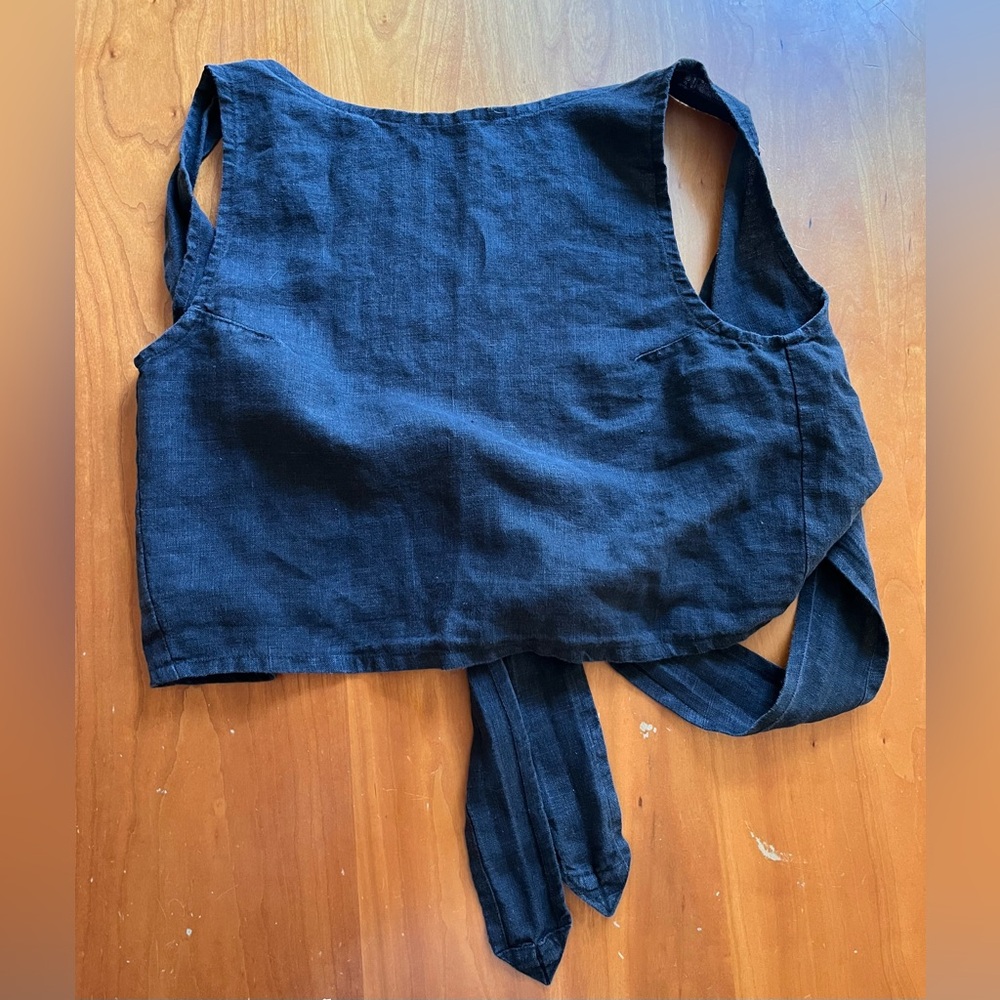 Linen Backless Wrap Top
